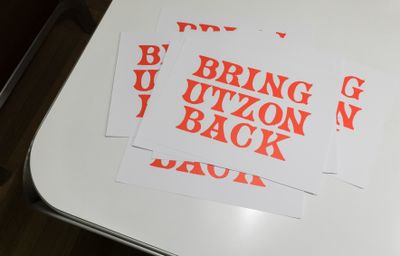 Rayyane Tabet, Dear Mr. Utzon (2018) (Detail). Performance, podcast, 45 mins, reproduced 'Bring Utzon Back' leaflets. Exhibition view: 21st Biennale of Sydney, the Sydney Opera House, Sydney (16 March–11 June 2018).