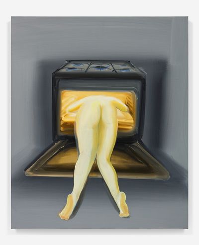 Tala Madani, Oven lit nude (2018). Oil on linen. 96.5 x 111.8 cm.