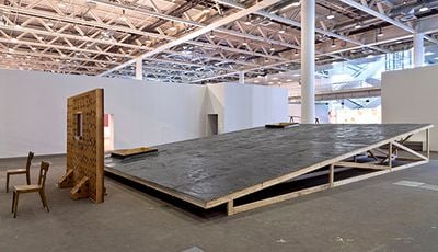 Theaster Gates, BNKUDRWTR (2013). Exhibition view: White Cube, Unlimited, Art Basel (13–16 June 2013). Mixed media installation. Dimensions variable. © Theaster Gates.