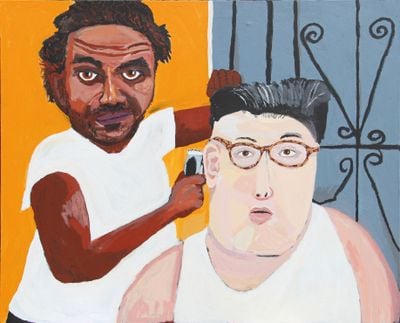 Vincent Namatjira, Self Portrait after Henry Taylor (2018). Acrylic on canvas. 122 x 155 cm. Courtesy the artist and THIS IS NO FANTASY dianne tanzer + nicola stein.