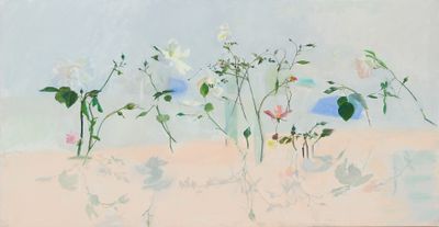 Charlotte Verity, Buds (2020). Oil on canvas. 90.3 x 150.5 cm.