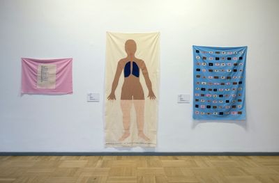 Left to right: Gudrun Hasle, A god mother; Brith in (both 2017); Wathing (2019). Exhibition view: Disarming Language: disability, communication, rupture