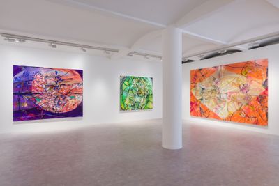 Exhibition view: Jadé Fadojutimi, Jesture, Pippy Houldsworth Gallery, London (16 September–31 October 2020).