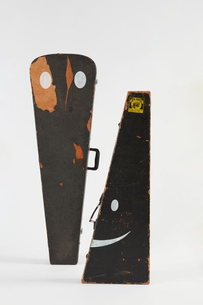 Nell, Two Sounds (2021). 1960s Japanese Guitar case, 1970's Coffin Guitar case, acrylic paint, archival PVA. 2 parts: dimensions variable.