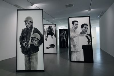 Exhibition view: UNEDITED HISTORY – Iran 1960–2014, Musée d'Art moderne de Paris (16 May–24 August 2014).