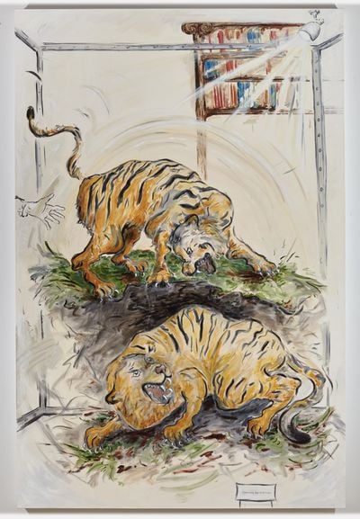 Tanya Merrill, Tigers on Display (2020). Exhibition view: Tanya Merrill, Pond Society Shanghai, China (7 July–30 August 2021).