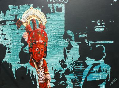Bal Krishna Banamala, God loss childhood II (2014). Acrylic on canvas.