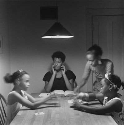 Carrie Mae Weems, Untitled (Woman and Daughter with Children) (1990). Gelatin silver print from 'The Kitchen Table' series. 69.21 x 69.21 cm. © Carrie Mae Weems.