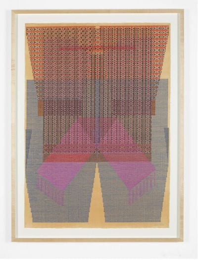 Ellen Lesperance, XOXOXOX (2019). Gouache and graphite on tea-stained paper. 104 x 75 cm.