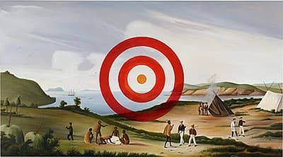 Christopher Pease, Target (2005). Oil on canvas. 100 x 180 cm.