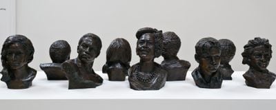 Ken Lum, 13 Tragic Philadelphians (2015). Bronze sculptures.