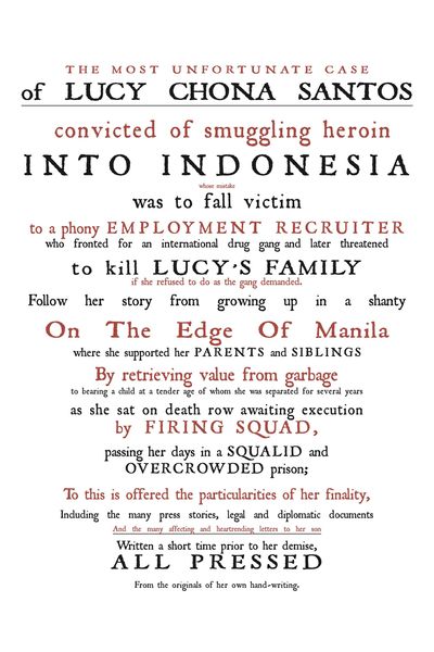 Ken Lum, The Most Unfortunate Case of Lucy Chona Santos (2016). From the 'Necrology' series (2016–ongoing). Archival inks on Hahnemuhle Rag ultra-smooth paper. 241.3 x 172.7 cm.