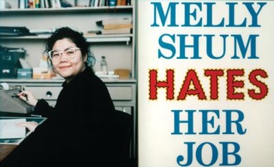 Ken Lum, Melly Shum Hates Her Job (1989). Photo-text work.
