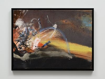 Leiko Ikemura, On Black (2020). Tempera and oil on jute. 60 x 80 cm; 63.5 x 83.5 cm (incl frame).