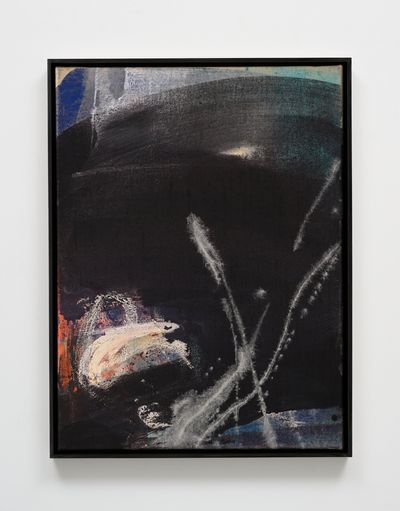 Leiko Ikemura, Black (2020). Tempera and oil on jute. 80 x 60 cm; 83.5 x 63.5 cm (incl frame).
