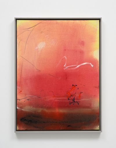 Leiko Ikemura, Pink Sky (2019). Tempera on nettle. 80 x 60 cm; 83.5 x 63.5 cm (incl frame).