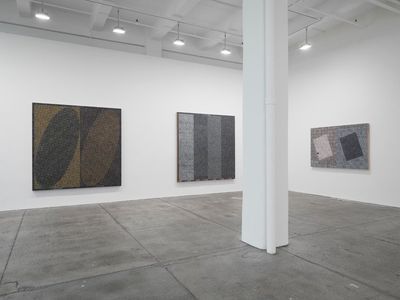 Exhibition view: McArthur Binion, Re:Mine, Galerie Lelong & Co, New York (10 September–17 October 2015).