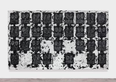 Rashid Johnson, Untitled Anxious Audience (2016). White ceramic tile, black soap, wax. Unique 240 x 403.2 x 7 cm. © Rashid Johnson.
