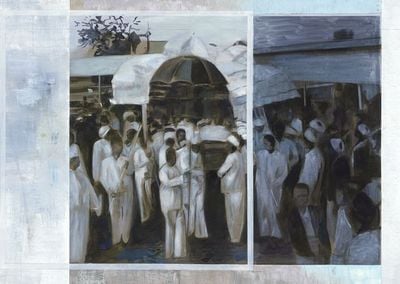 Sawangwongse Yawnghwe, The Funeral (祖父的葬禮) (2019). Oil on linen. 145 x 209 cm.