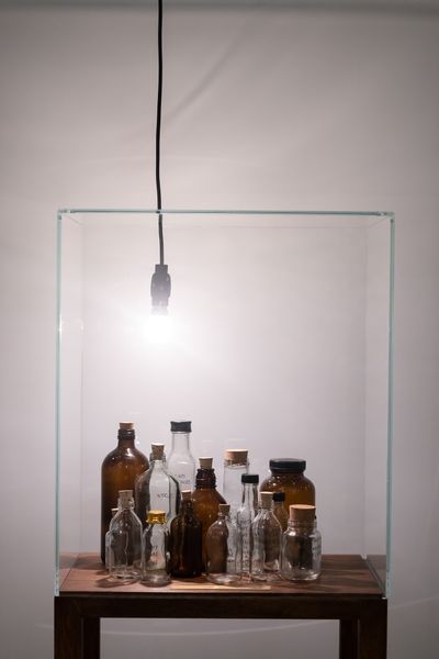 Shilpa Gupta, Untitled (2018). A spoken poem in a bottle. 152.5 x 18 x 30.5 cm. Exhibition view: Shilpa Gupta, Sun at Night, The Curve, Barbican Centre (7 October 2021–6 February 2022). © Tim Whitby / Getty Images.