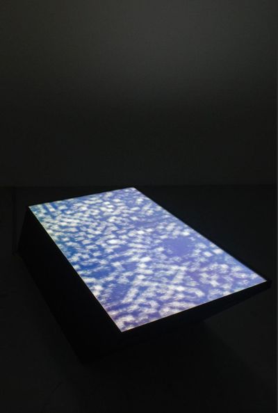 The Otolith Group, From Left to Night (2015) (detail). Five-channel 16:9 H.D. video installation with colour, no sound and mirrors, digital screens, plinths. Variable duration. Exhibition view: Xenogenesis, Sharjah Art Foundation (13 November 2021–6 February 2022).