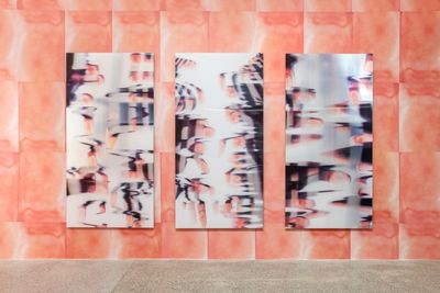 Tromarama, Left right; Beyond the cloud; Like, like, like (2022). Lenticular print mounted on aluminium dibond. 240 x 120 cm. Exhibition view: PERSONALIA, Gallery Apple, ROH, Jakarta (20 August–2 October 2022).