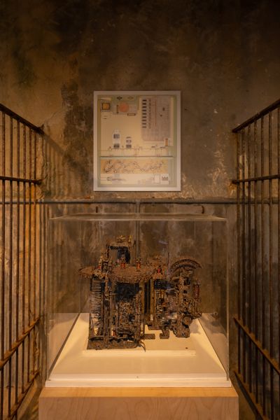 Ulla Wiggen, Kretsfamilj (1964/2023); and ACM, Untitled (c. 2010). Exhibition view: Dream Machines, DESTE Foundation Project Space, Slaughterhouse, Hydra (20 June–30 October 2023).