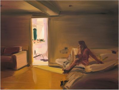 Caroline Walker, Study for Disturbed (2017). Oil on paper. 47 x 62 cm (unframed); 52 x 67 cm (framed).