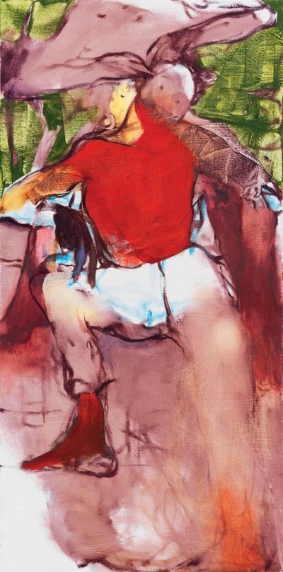 Jennifer Packer, Untitled (2017). Oil on canvas. 76.2 × 38.1 cm. Private collection, London.