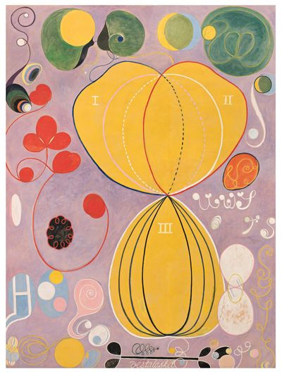 Hilma af Klint, Group IV, The ten largest, no 7, adulthood (1907). Tempera on paper mounted on canvas. 315 x 235 cm.