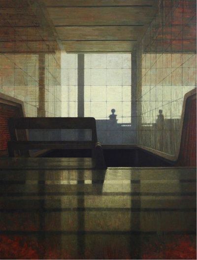 Jude Rae, Interior 370 (Foyer I) (2017). Oil on linen. 260 x 198 cm. Art Gallery of NSW Collection.