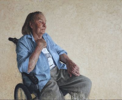 Jude Rae, Portrait of the Artist's Mother - Val at 93 (2018). 150 x 180 cm. People's Choice Award (2018); Portia Geach Memorial Award. Private collection.