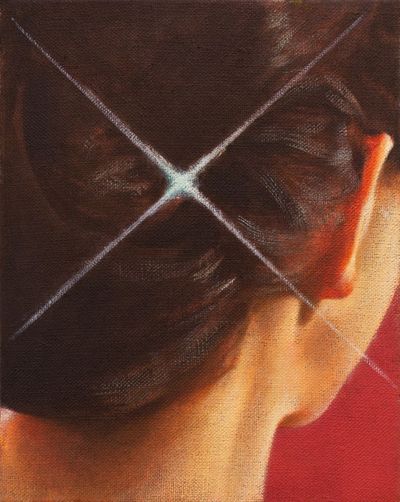 Louise Giovanelli, Ether (2020). Oil on hessian. 24 x 19 cm.