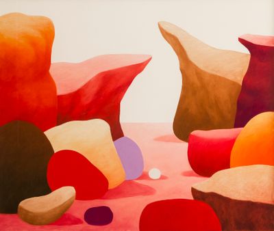 Nicolas Party, Rocks (2014). Soft pastel on canvas. Collection of Donald Porteous. © Nicolas Party. Photo: Michael Wolchover.