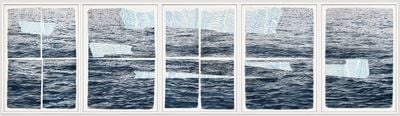 Reena Saini Kallat, Deep Rivers Run Quiet (2020). Gouache, charcoal, and water-soluble pencil on deckled-edge paper and Arches paper. 109.22 x 76.2 cm (each). Burger Collection, Switzerland.