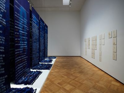 Reena Saini Kallat, Verso-Recto-Recto-Verso (2017–2019). Exhibition view: Deep Rivers Run Quiet, Kunstmuseum Thun, Switzerland (10 June–3 September 2023).