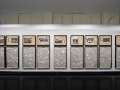 Reena Saini Kallat, Leaking Lines (2019). Exhibition view: Deep Rivers Run Quiet, Kunstmuseum Thun, Switzerland (10 June–3 September 2023).