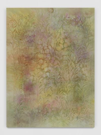 Sam Falls, The Sound of Waves (Mishima) (2023). Pigment on canvas. 223 x 163 cm. © Sam Falls.