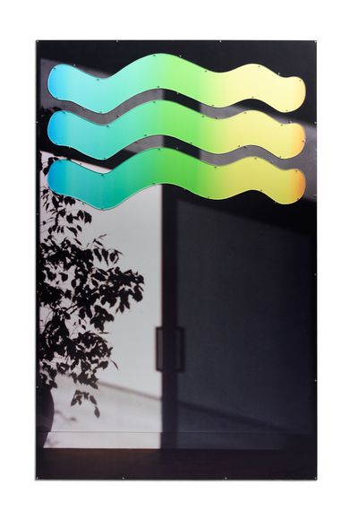 Sara Naim, Lightwave Scene (2021). Plexiglass, C-type digital print, wood. 172 x 109.6 cm. Edition of 1, 1AP.
