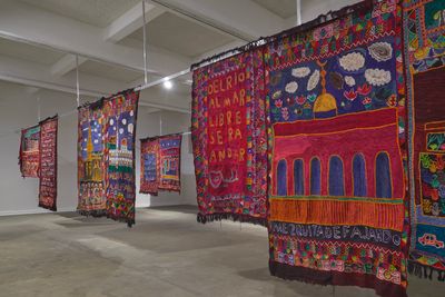 Exhibition view: Alia Farid, Elsewhere, Chisenhale Gallery, London (1 December 2023–4 February 2024). Produced by Chisenhale Gallery. Commissioned by Chisenhale Gallery; Passerelle Centre d'art contemporain, Brest; and The Power Plant, Toronto. Photo: Andy Keate.
