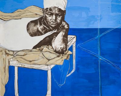 Claudette Johnson, Kind of Blue (2020). Gouache, pastel ground, pastel. 121.92 x 152.4 cm. Private collection.