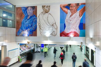 Claudette Johnson, Three Women (2024). Brixton Station. Commissioned by Art on the Underground.