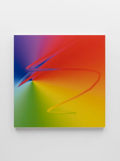 Cory Arcangel, Photoshop Gradient and Smudge Tool Demonstration (2007). Inkjet on laminate. 109.2 x 109.2 x 3.5 cm.