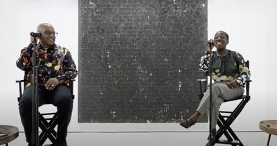 Glenn Ligon with Thelma Golden during a talk at Hauser & Wirth, Hong Kong (25 March 2024).