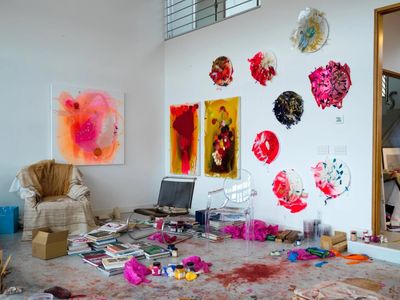Helen Marden's studio in Tivoli, 2024.