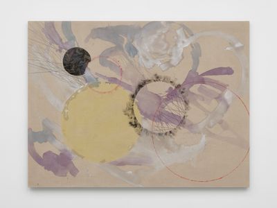 Jessica Rankin, Sky Sound, JR (2024). Acrylic and embroidery on linen. 182.9 x 243.8 cm.