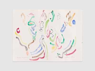 Jessica Rankin, To Smell a Shadow To Strike it, BS (2024). Acrylic, graphite, watercolour, and embroidery thread on paper. 45.7 x 61 cm.
