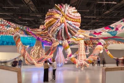 Joana Vasconcelos, Valkyrie Octopus (2015). Exhibition view: Plug-in, MAAT – Museum of Art, Architecture and Technology, Lisbon (29 September 2023–8 April 2024).