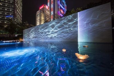 Kingsley Ng, Over the Ocean (2017). Interactive light installation. Lumiere Hong Kong.
