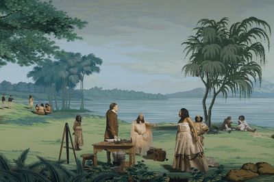 Lisa Reihana, in Pursuit of Venus [infected] (2015) (still). Multi-channel video. Auckland Art Gallery Toi o Tāmaki, gift of the Patrons of Auckland Art Gallery.